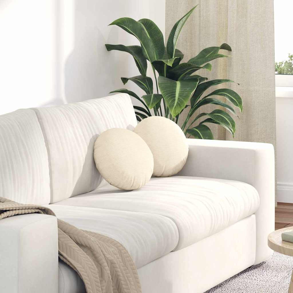 vidaXL Sitzkissen 2 pcs Creme Ø30 x 13 cm Cordstoff