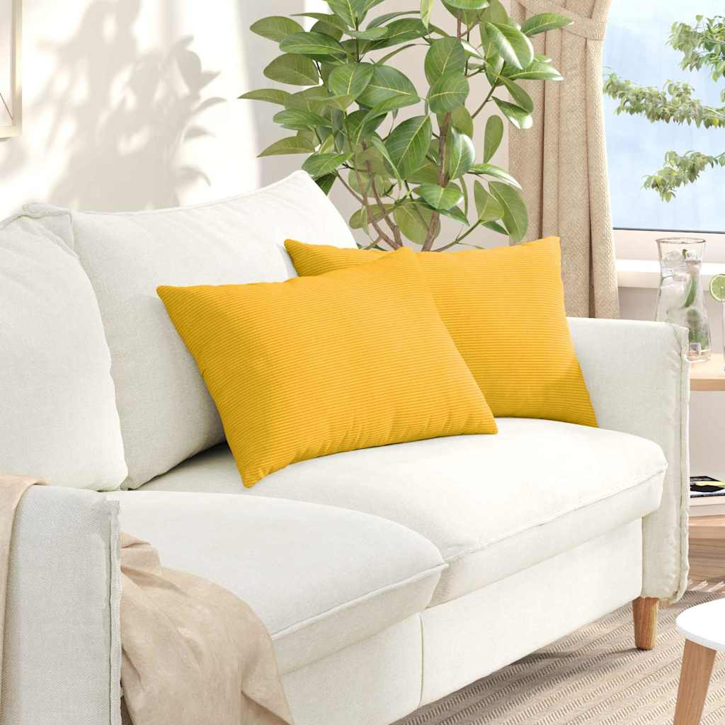 vidaXL Sofakissen 2 Stück Helles Gelb 60 x 40 cm Cordstoff