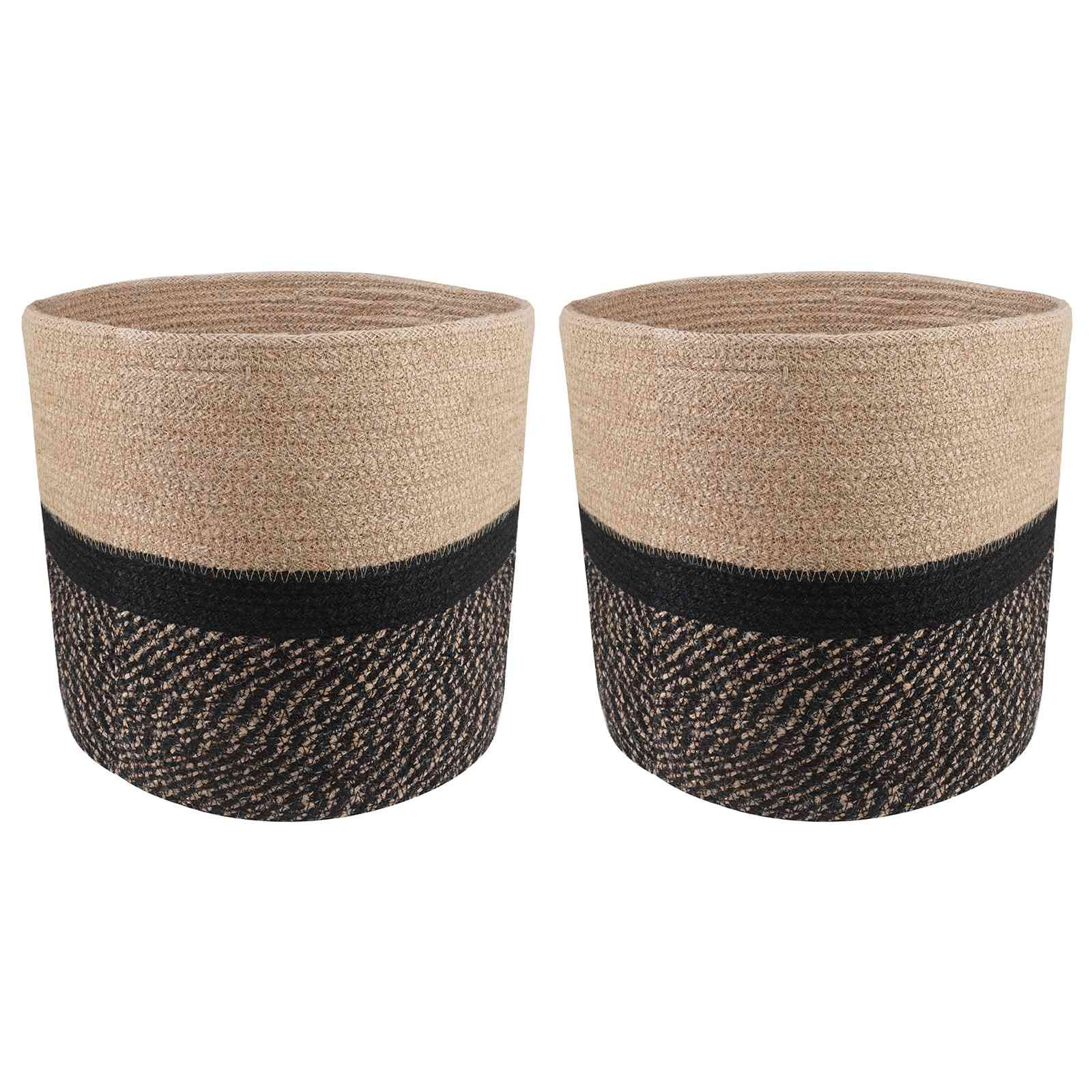 vidaXL Pflanztopfsatz 2 pcs Natürlich und Schwarz Ø 28 x 28 cm