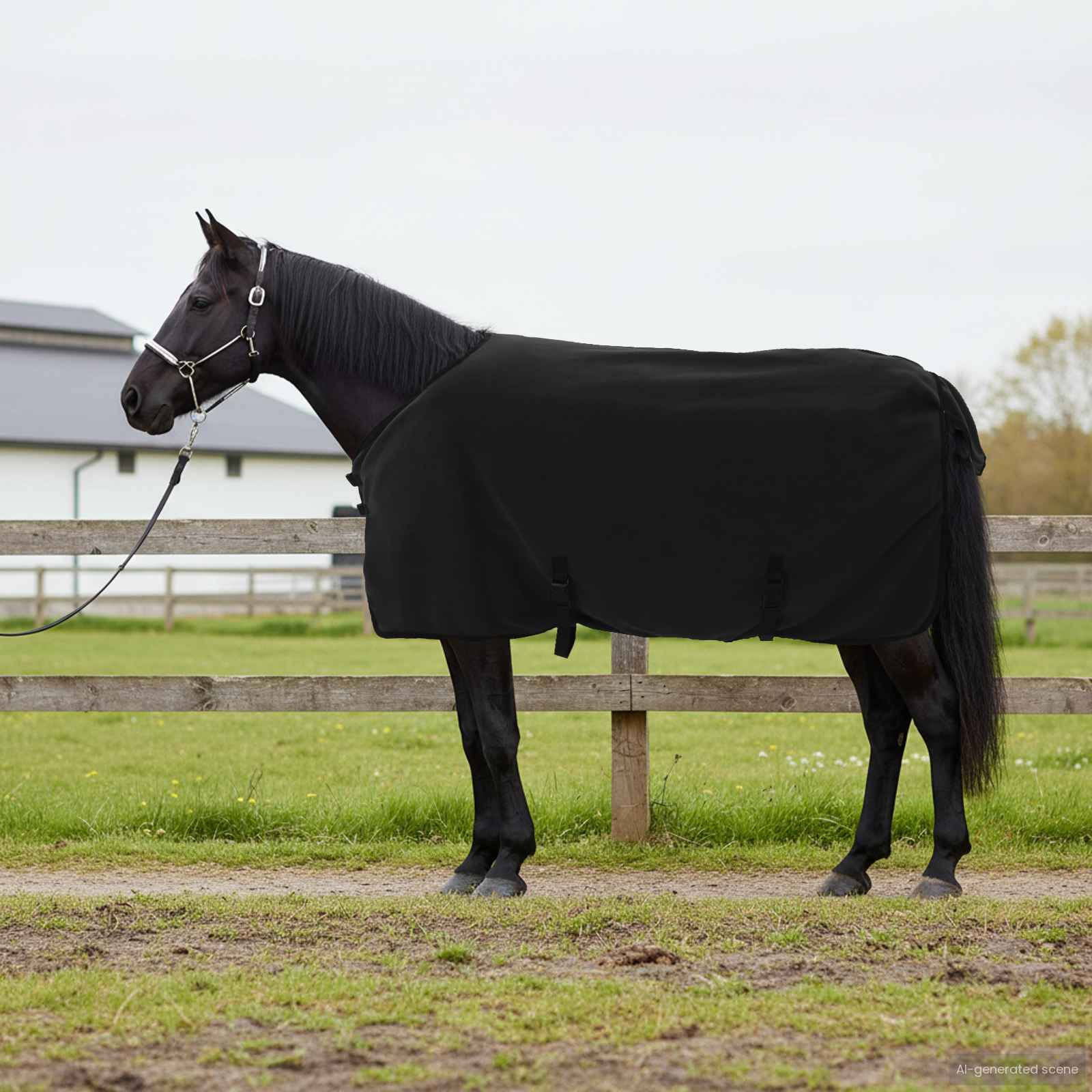 vidaXL Pferdedecke Schwarz 85 cm Polyester