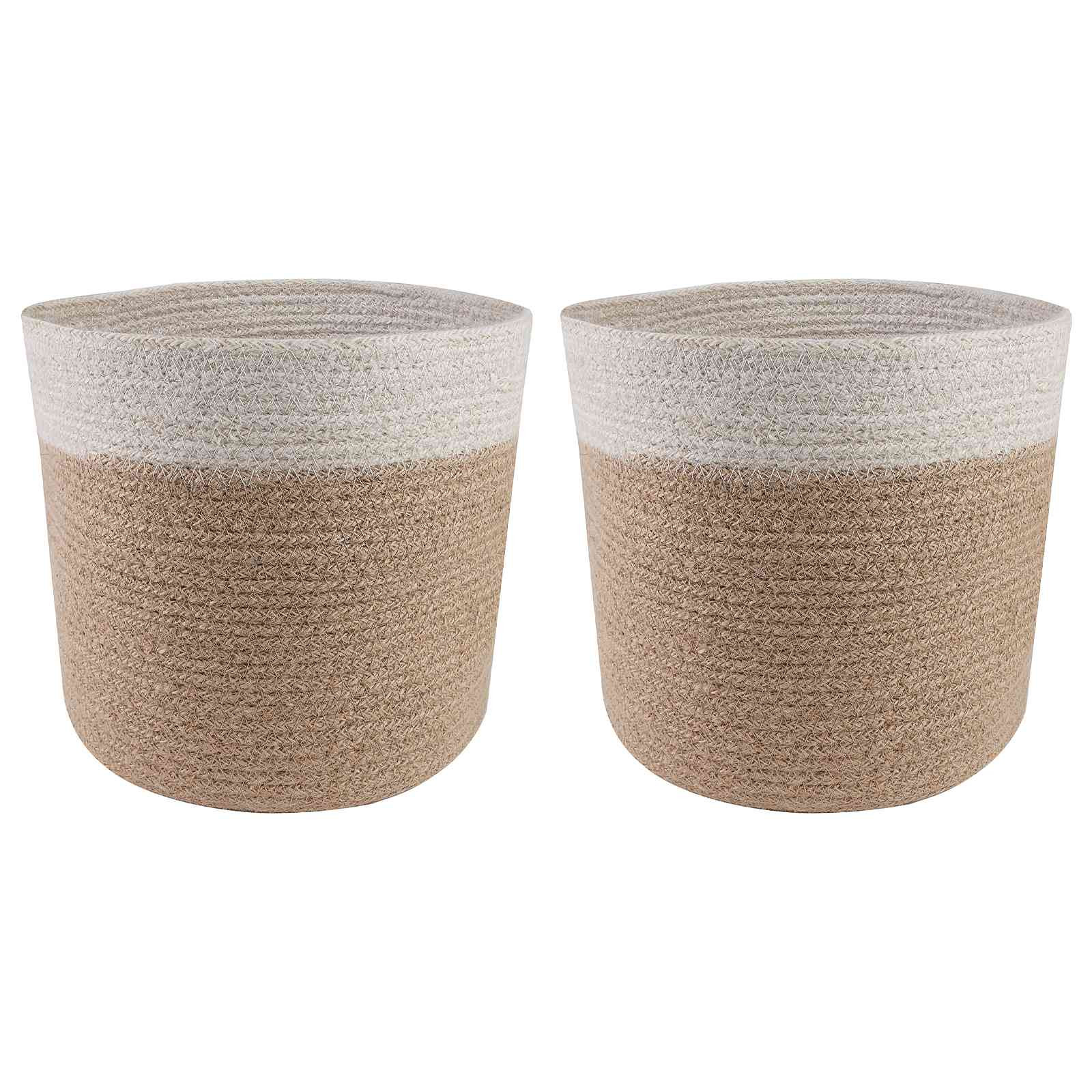 vidaXL Pflanztopfsatz 2 pcs Natürlich und Weiß Ø 21 x 21 cm