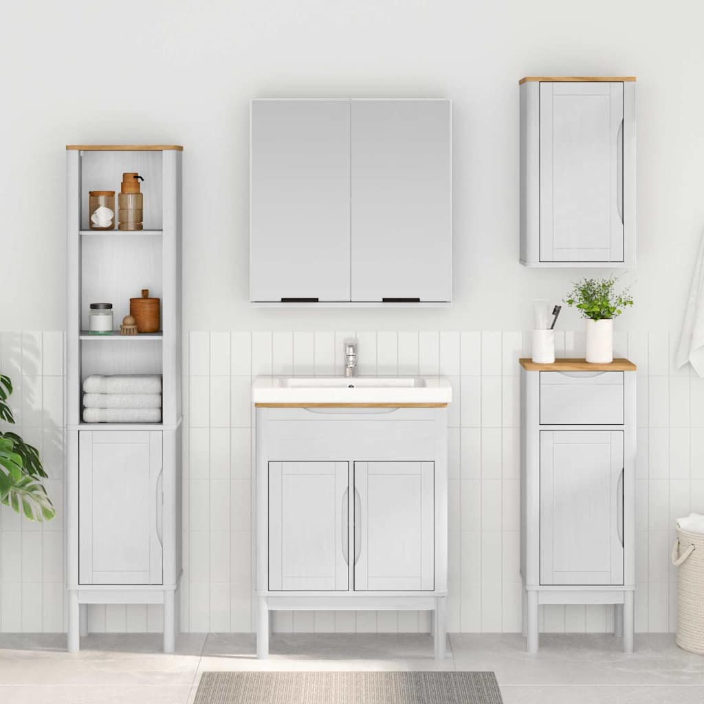 vidaXL Badezimmerschrank FLORO Weiß 35 x 30 x 90 cm Massivholz Kiefer