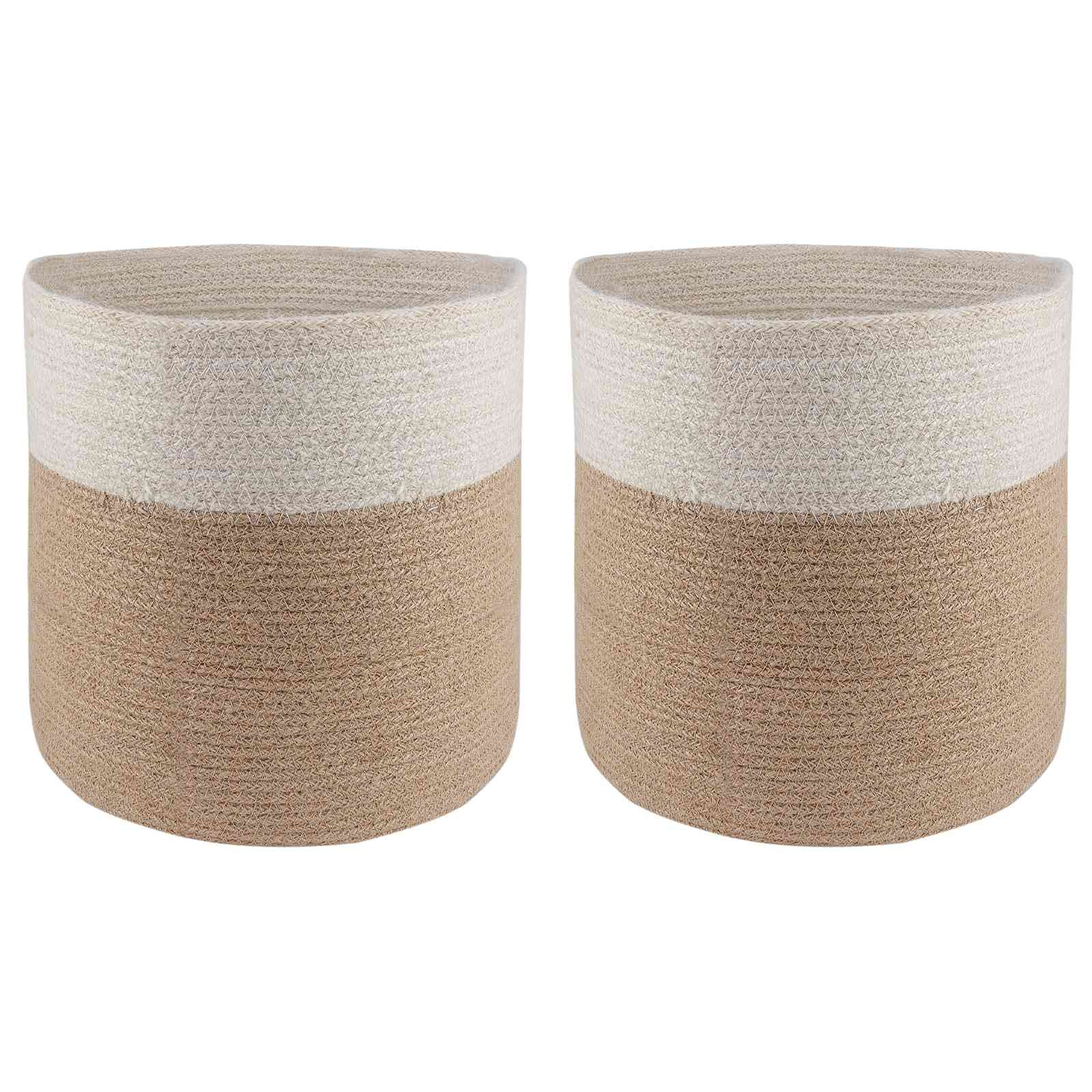 vidaXL Pflanztopfsatz 2 pcs Natürlich und Weiß Ø 28 x 28 cm