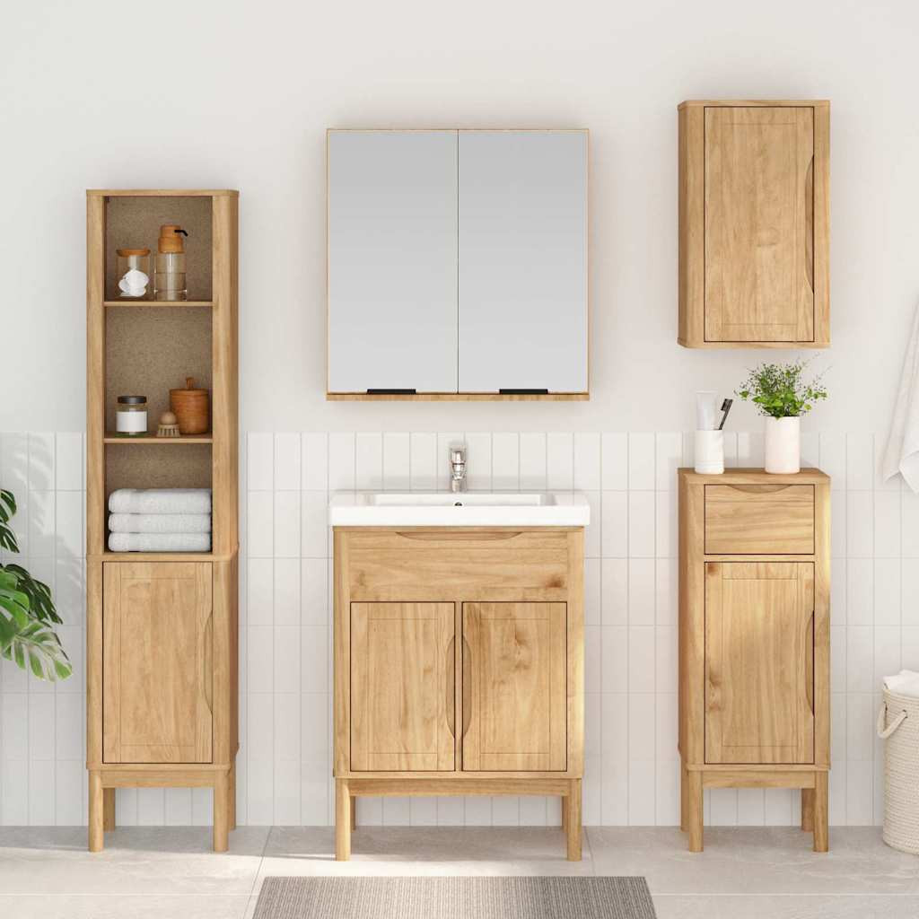 vidaXL Bad hoher Schrank mit Regal FLORO Wachsbraun 35 x 30 x 160 cm