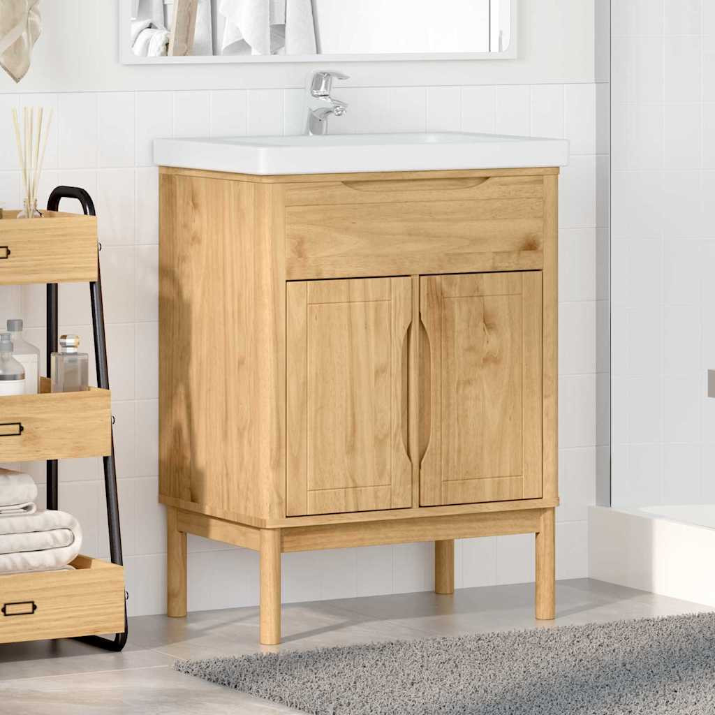 vidaXL Waschbeckenschrank mit Regal FLORO Wachsbraun 60 x 40 x 80 cm