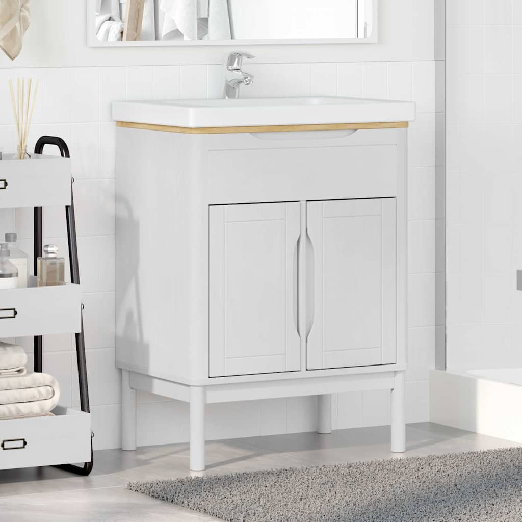 vidaXL Waschbeckenschrank mit Regal mit Tür FLORO Weiß 60 x 40 x 80 cm