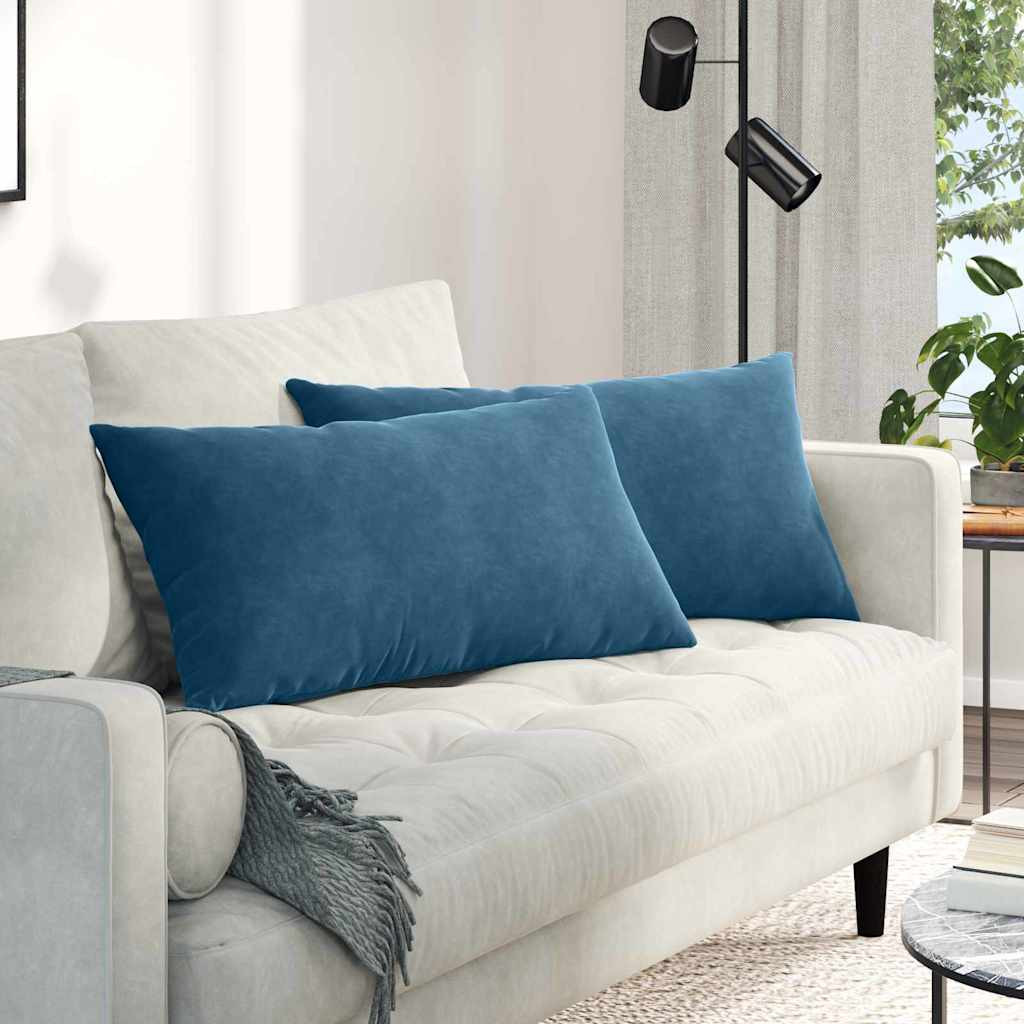 vidaXL Sofakissen 2 Stück Blau 80 x 40 cm Cordstoff