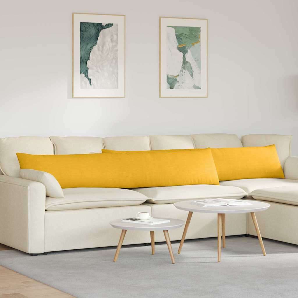vidaXL Sofakissen 2 Stück Helles Gelb 200 x 40 cm Cordstoff