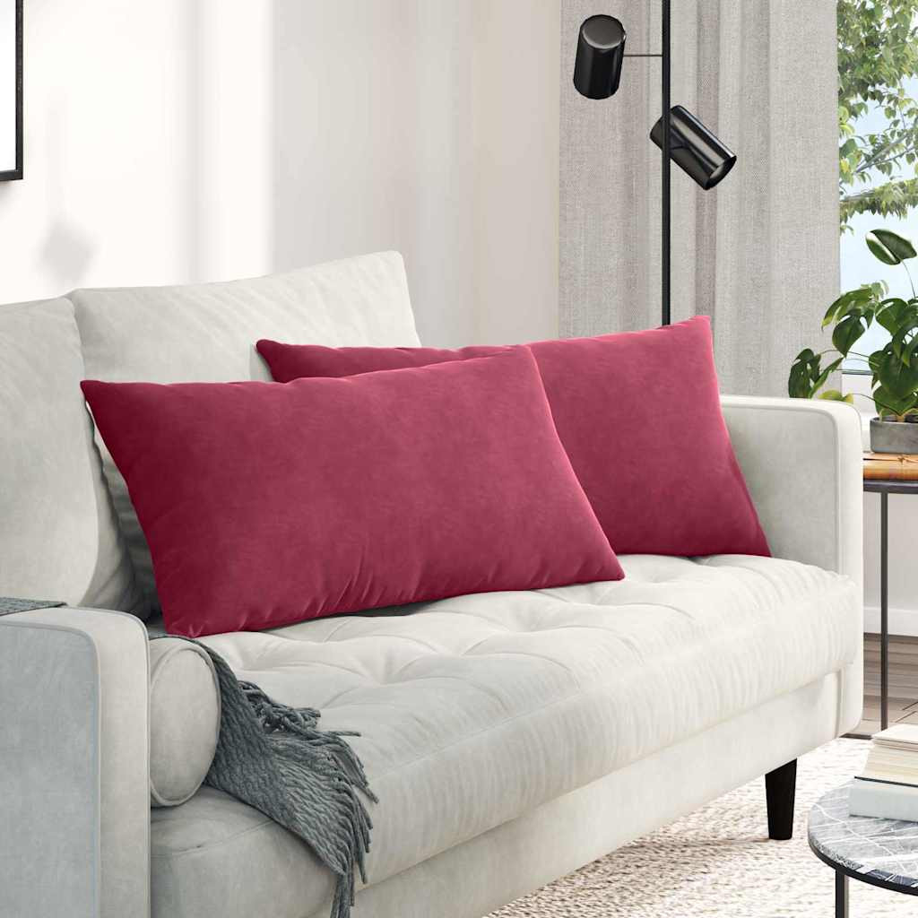 vidaXL Sofakissen 2 Stück Weinrot 80 x 40 cm Cordstoff