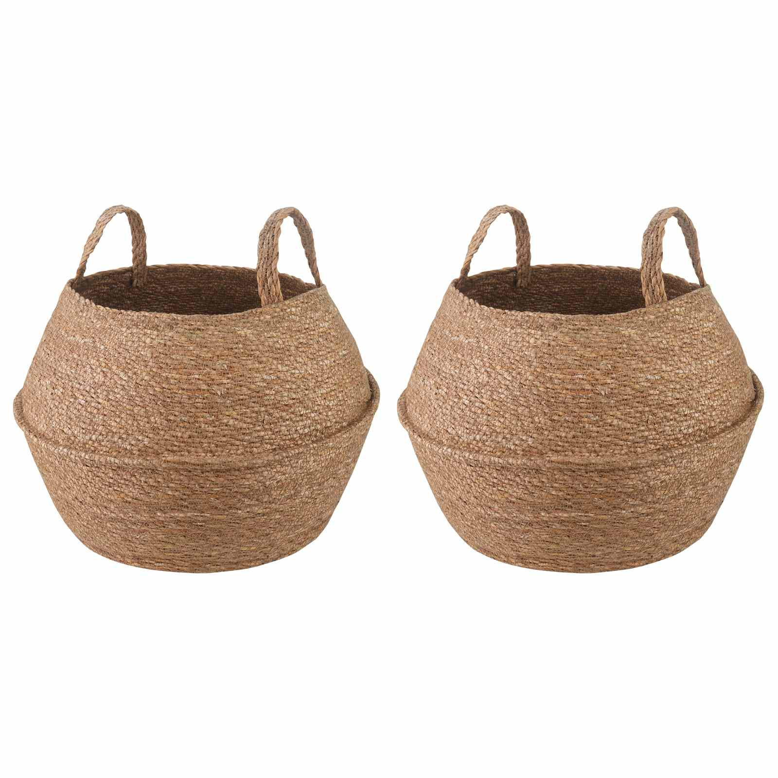 vidaXL Pflanzenkübel mit Griffen 2 pcs Natur Ø 32 x 32 cm 100% Seegras