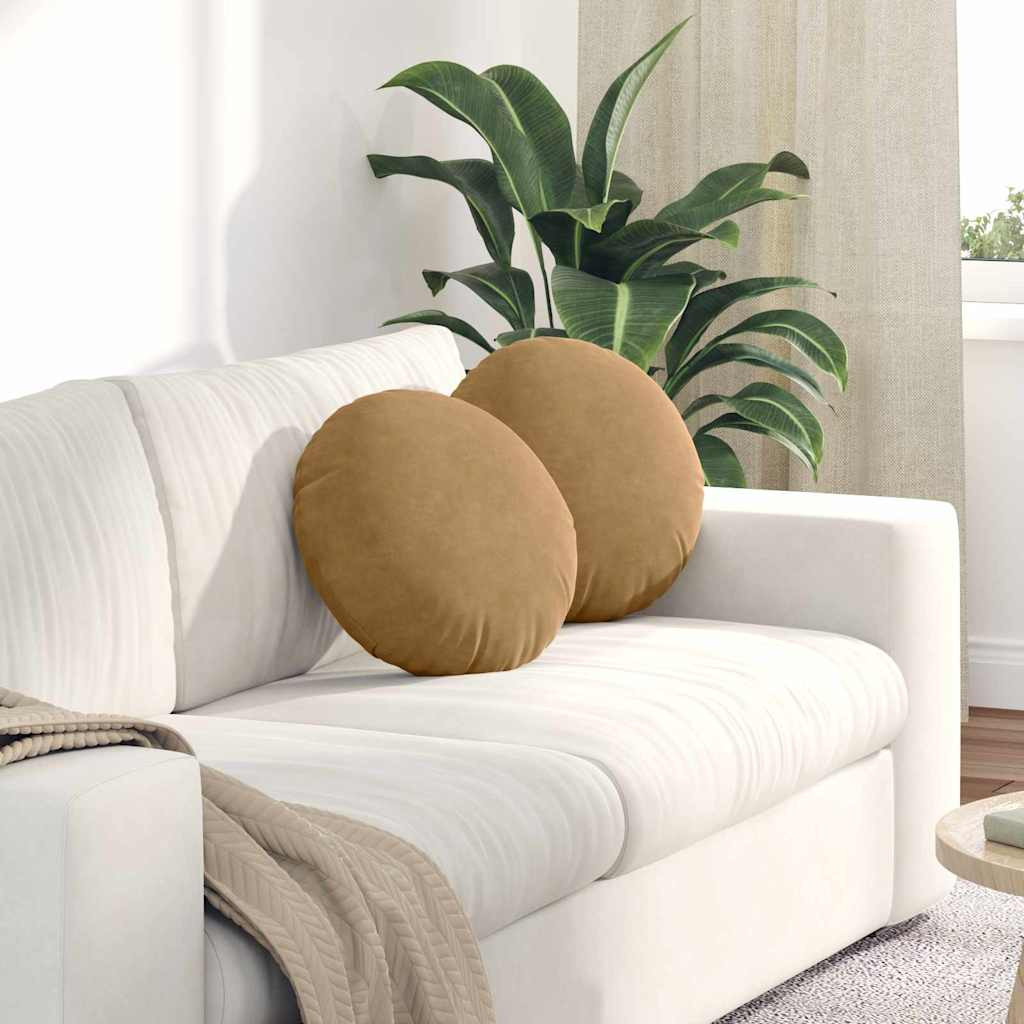 vidaXL Sitzkissen 2 Stück Braun Ø 40 x 13 cm Samt