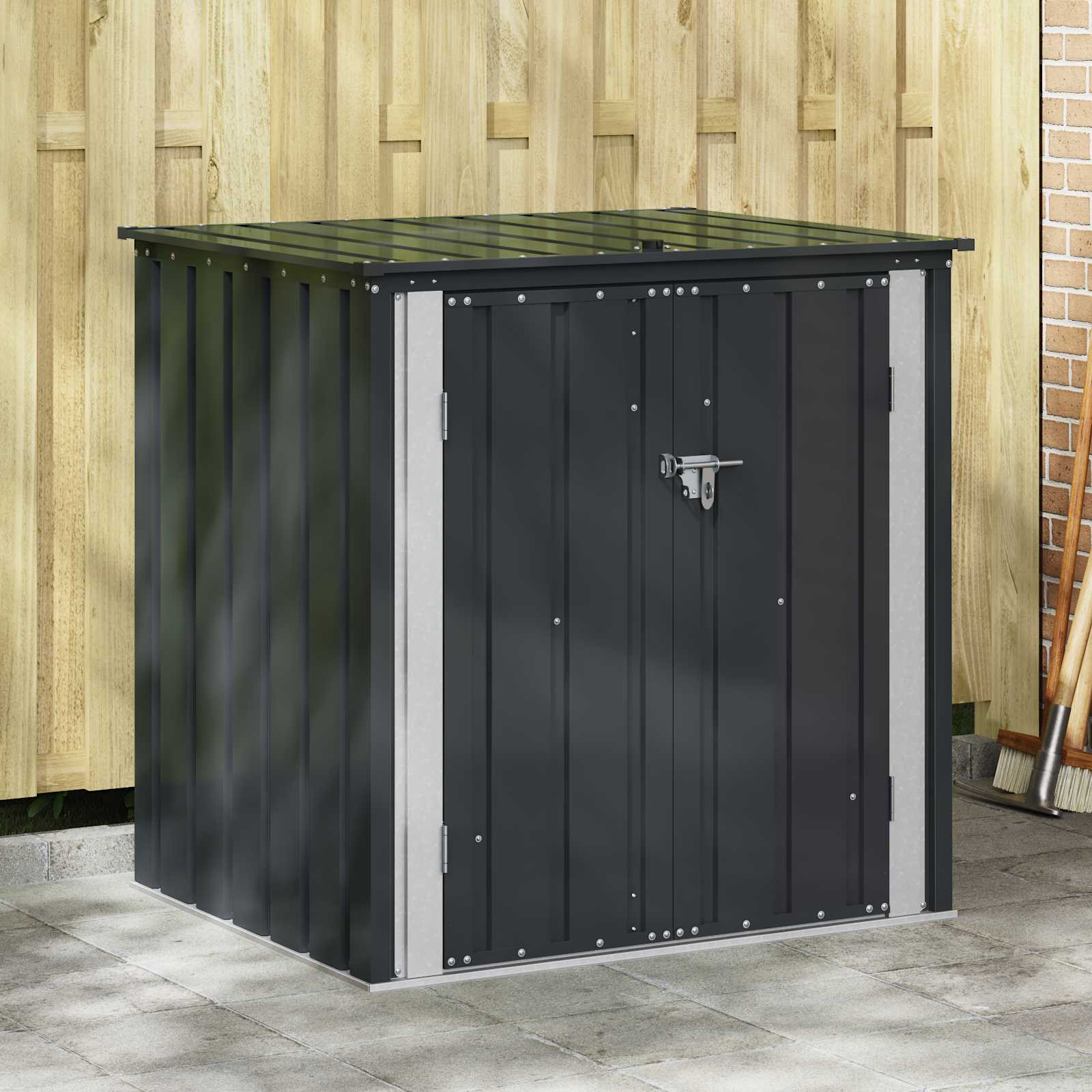 vidaXL Gartenlagerbox Schwarz 101,5 x 82 x 100 cm Stahl