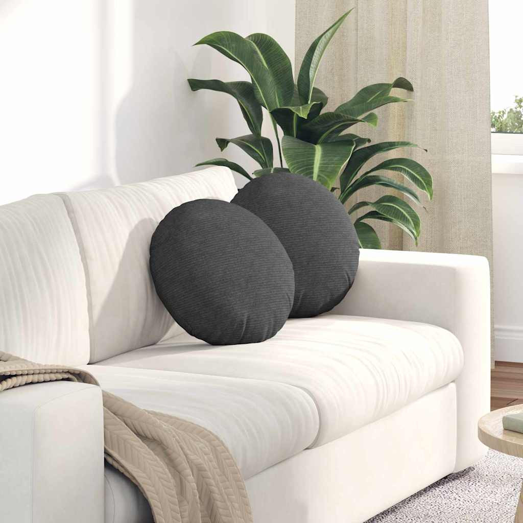 vidaXL Sitzkissen 2 pcs Dunkelgrau Ø 40 cm Cordstoff