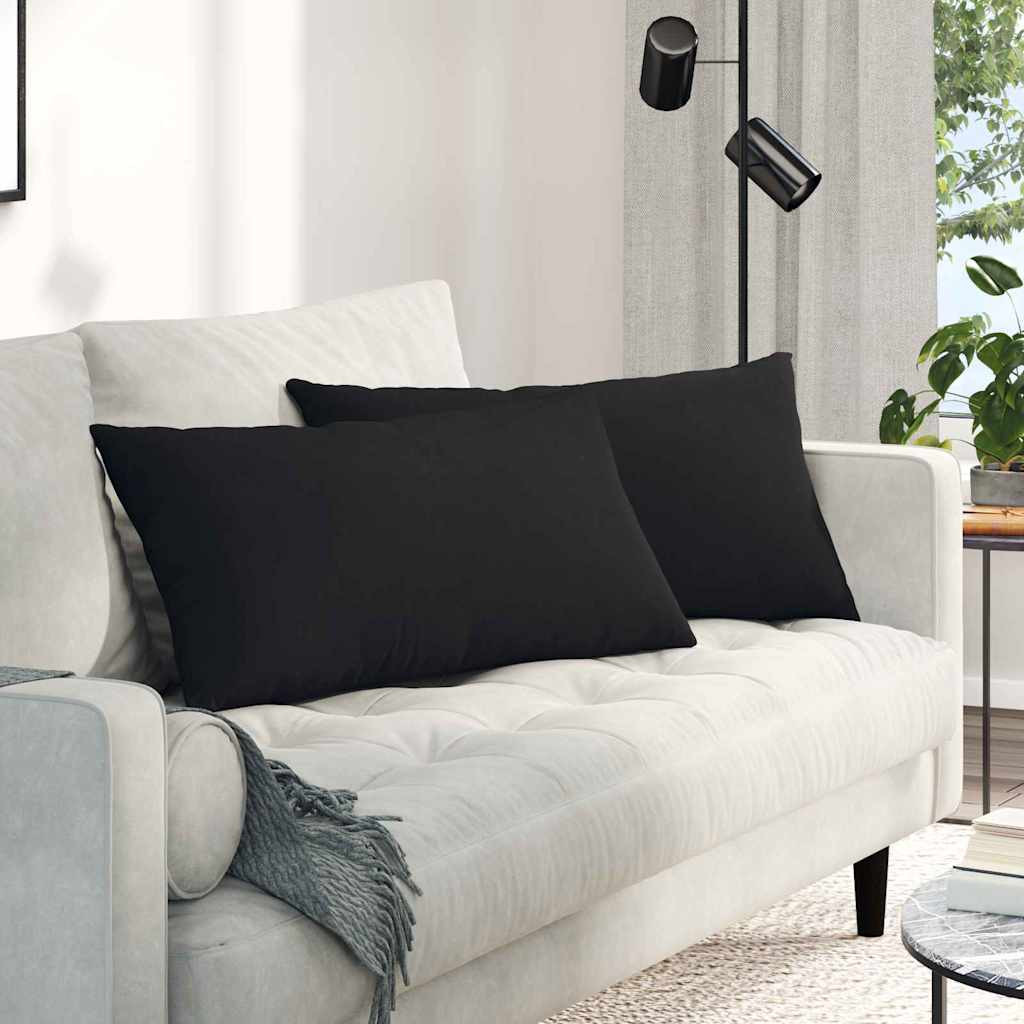 vidaXL Sofakissen 2 Stück Schwarz 80 x 40 cm Stoff