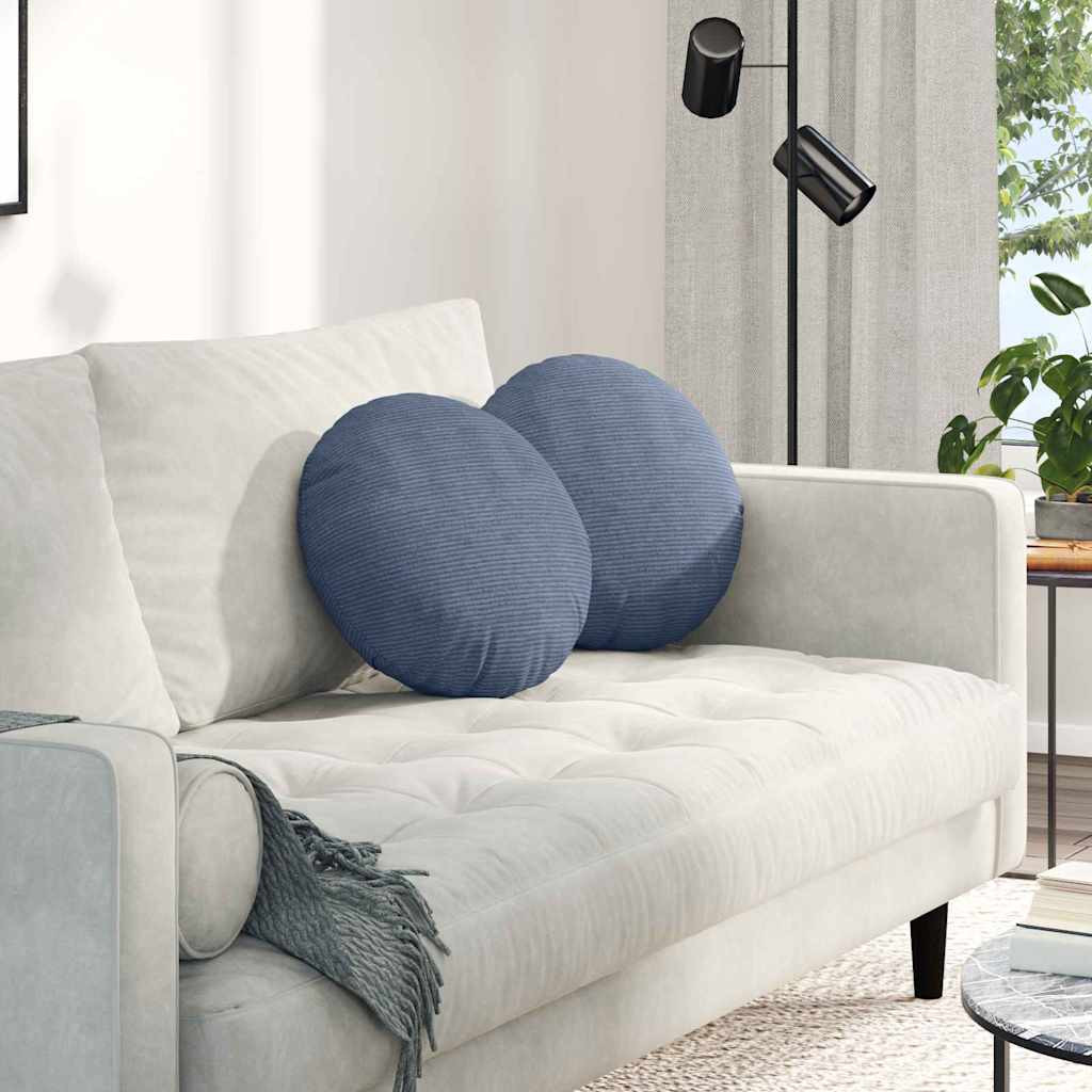 vidaXL Sitzkissen 2 pcs Blau Ø 40 cm Cordstoff