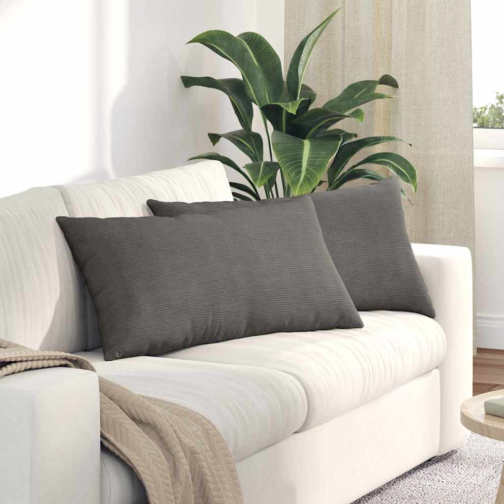 vidaXL Sofakissen 2 Stück Hellgrau 80 x 40 cm Cordstoff