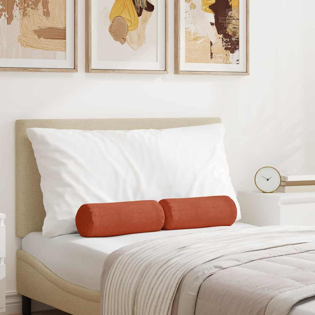 vidaXL Bolsterkissen 2 Stück Rot-Orange Ø 15 x 40 cm Cordstoff