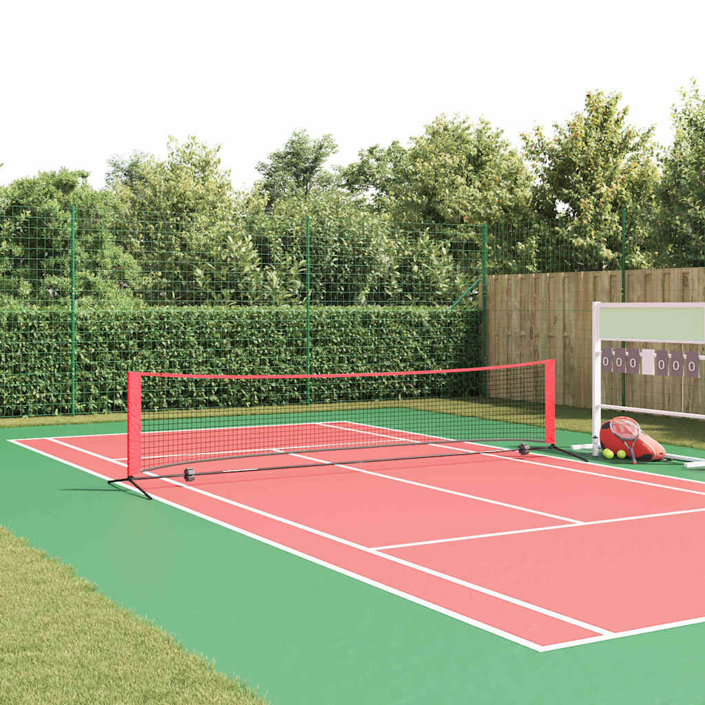 vidaXL Tennisnetz Schwarz und Rot 396 x 92 x 87 cm Polyester