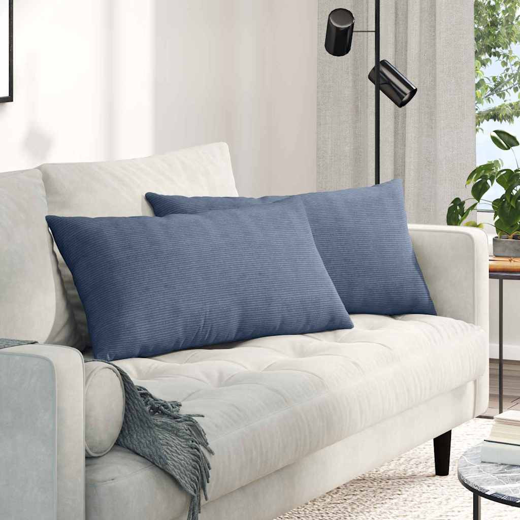 vidaXL Sofakissen 2 Stück Blau 80 x 40 cm Cordstoff