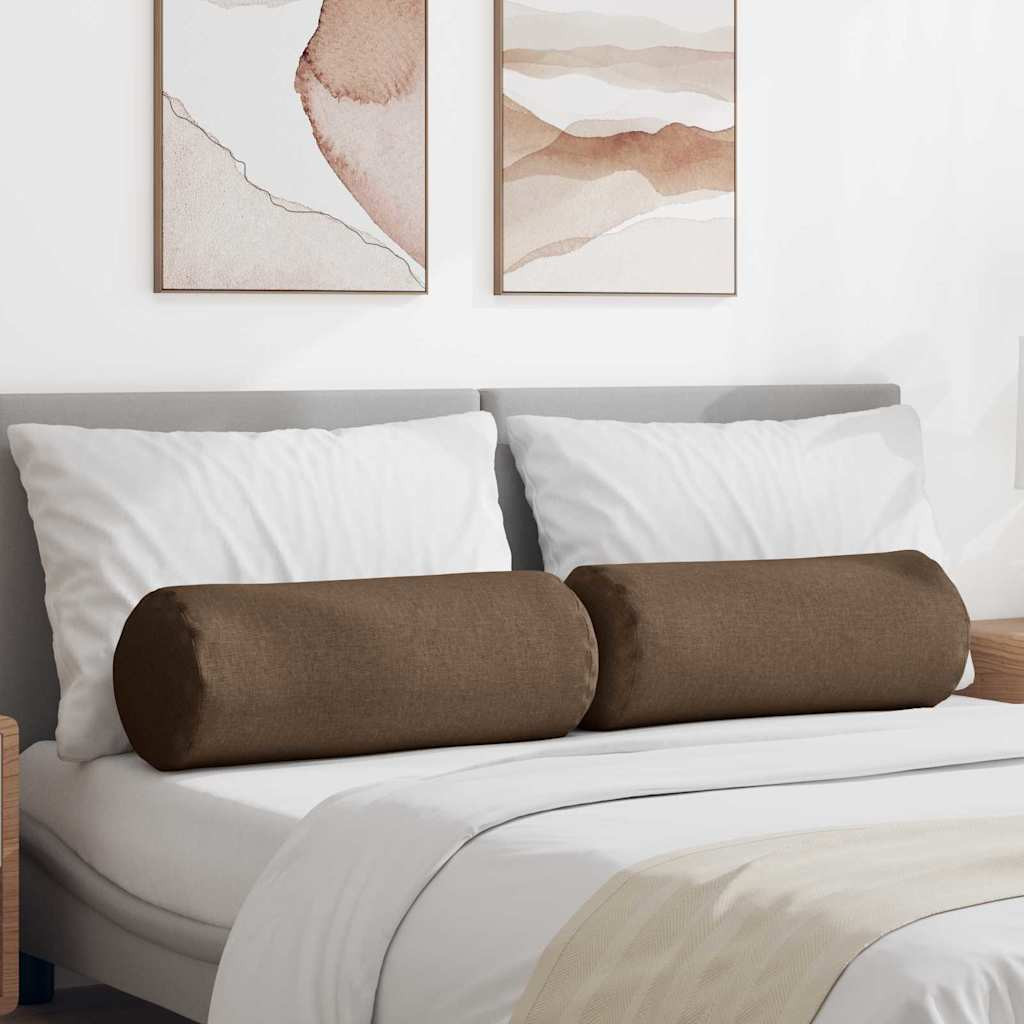 vidaXL Bolsterkissen 2 Stück Braun Ø 25 x 70 cm Stoff