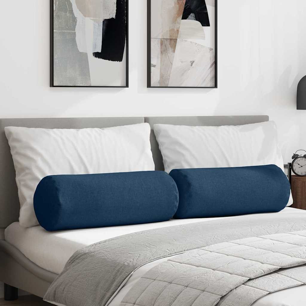 vidaXL Bolsterkissen 2 Stück Blau Ø 25 x 70 cm Stoff
