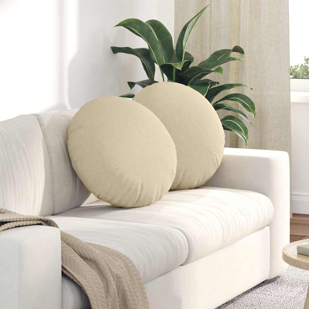 vidaXL Sitzkissen 2 pcs Creme Ø50 x 19 cm Stoff