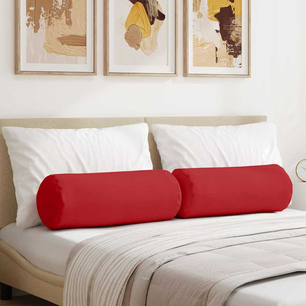 vidaXL Bolsterkissen 2 Stück Rot Ø 25 x 70 cm Stoff