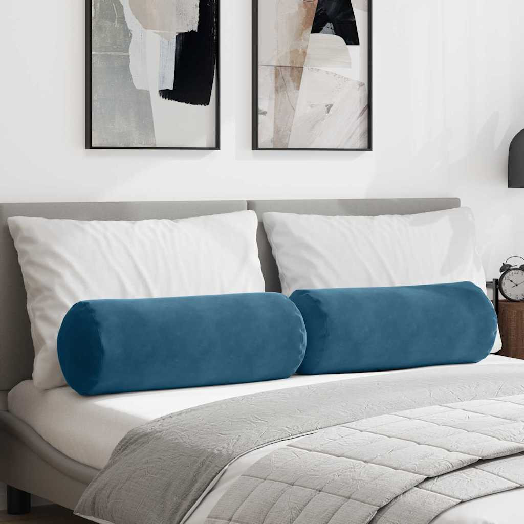vidaXL Bolsterkissen 2 Stück Blau Ø 25 x 70 cm Cordstoff