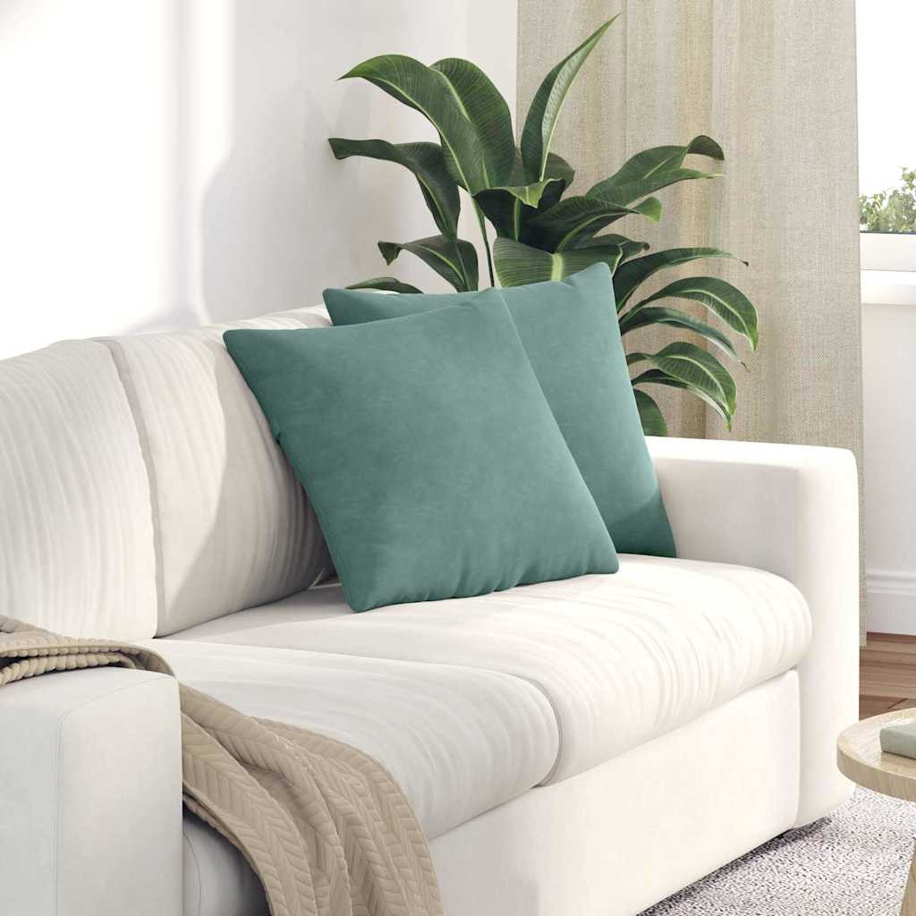 vidaXL Sofakissen 2 Stück Meergrün 45 x 45 cm Cordstoff