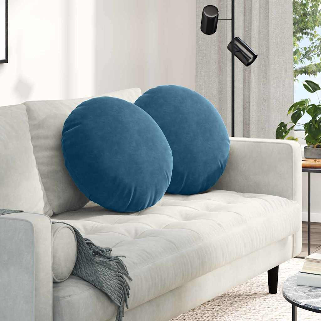 vidaXL Sitzkissen 2 pcs Blau Ø50 x 19 cm Samt