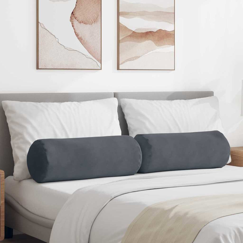 vidaXL Bolsterkissen 2 Stück Dunkelgrau Ø 25 x 70 cm Cordstoff
