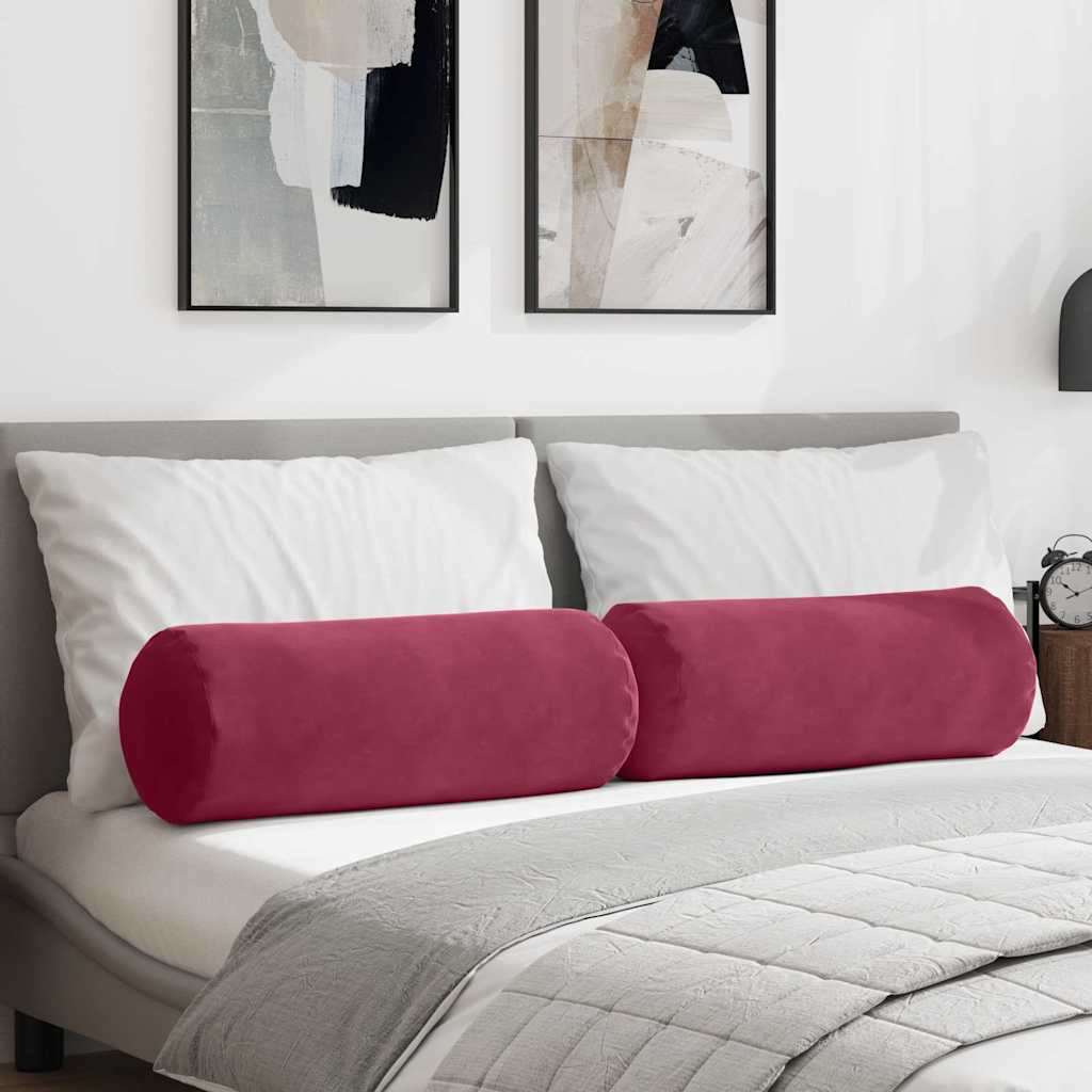 vidaXL Bolsterkissen 2 Stück Weinrot Ø 25 x 70 cm Cordstoff