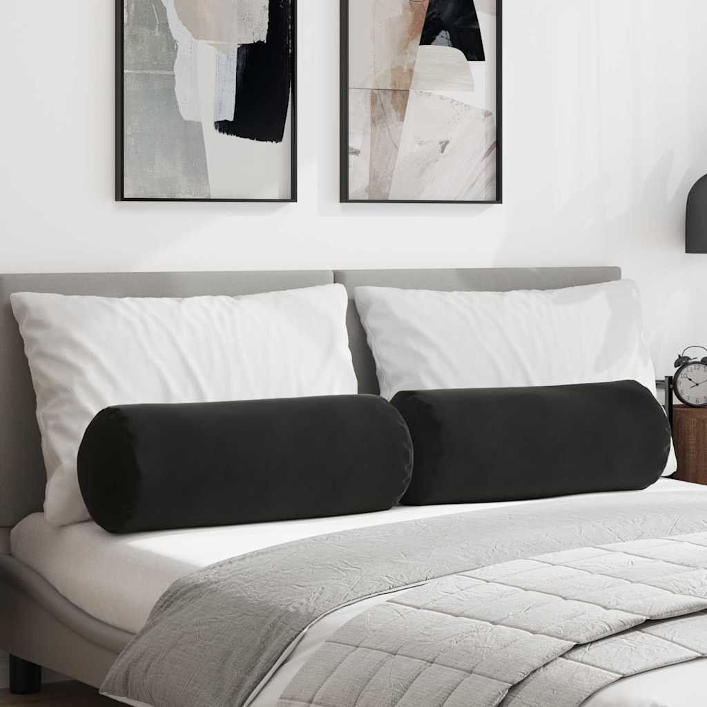 vidaXL Bolsterkissen 2 Stück Schwarz Ø 25 x 70 cm Cordstoff