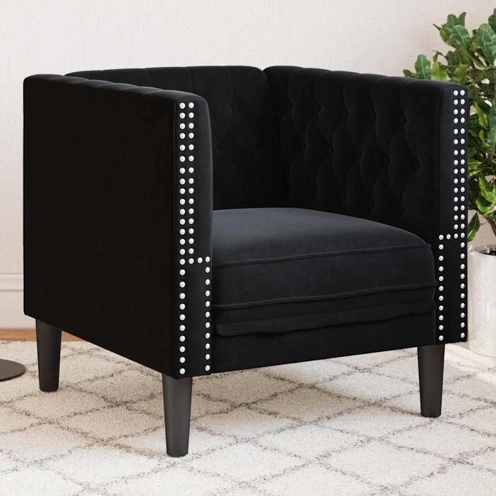 vidaXL Sofa Schwarz 74,5 x 71 x 70,5 cm Samt