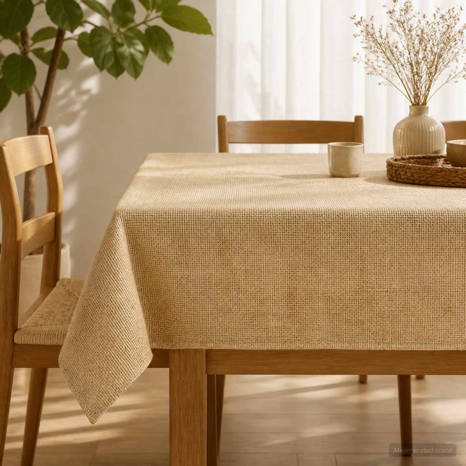 vidaXL Jute-Tischdecke Natur 180 x 180 cm 100% Tossa-Jute