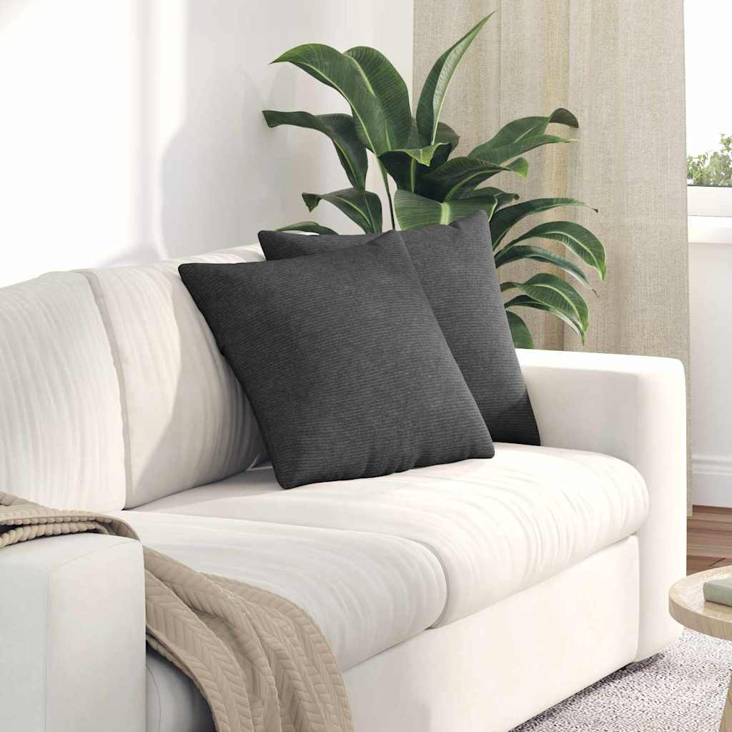 vidaXL Sofakissen 2 Stück Dunkelgrau 45 x 45 cm Cordstoff