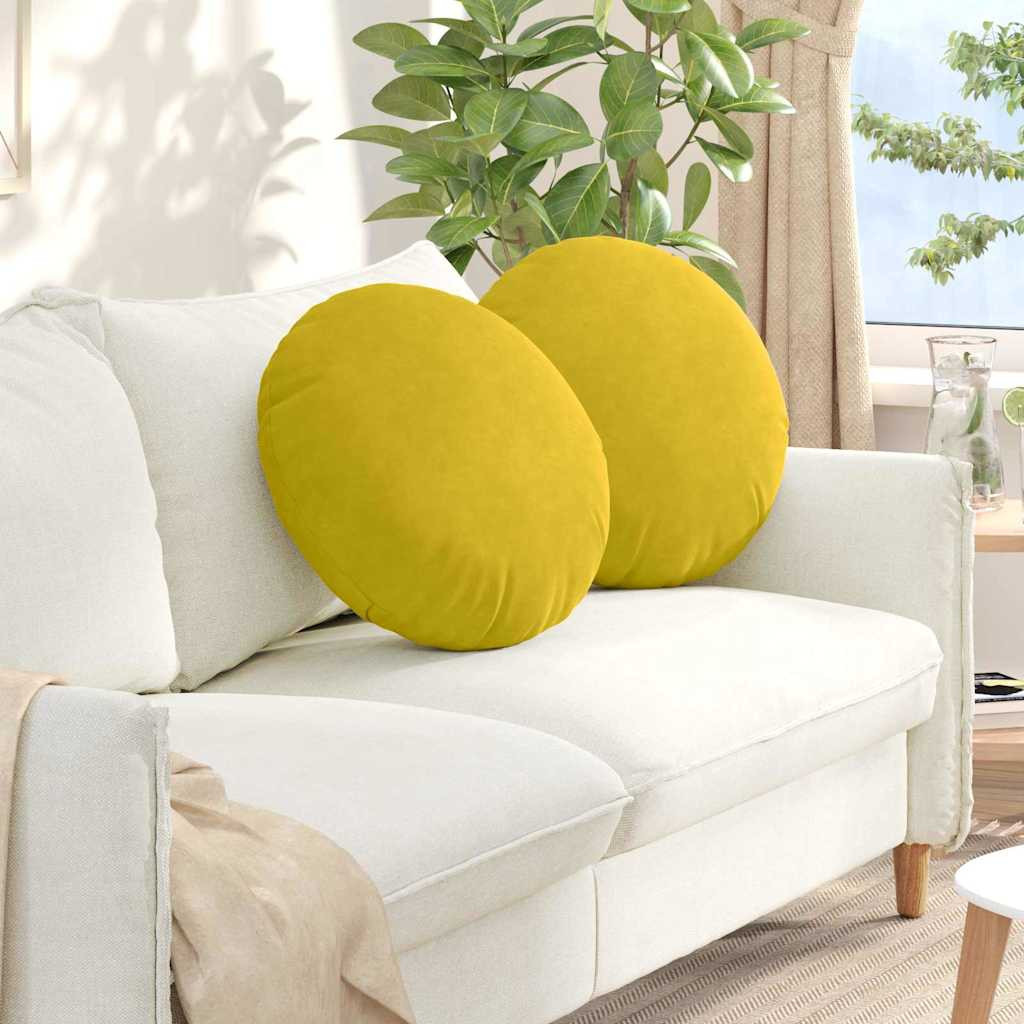 vidaXL Sitzkissen 2 pcs Gelb Ø50 x 19 cm Samt