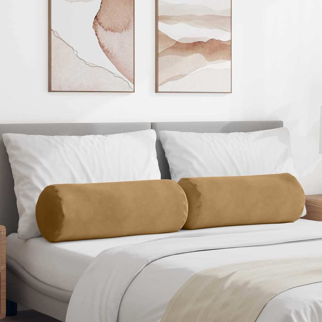 vidaXL Bolsterkissen 2 Stück Braun Ø 25 x 70 cm Cordstoff
