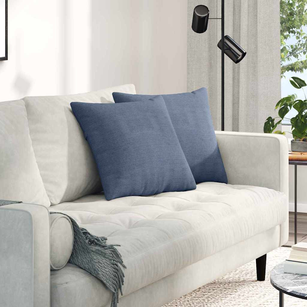 vidaXL Sofakissen 2 Stück Blau 45 x 45 cm Cordstoff