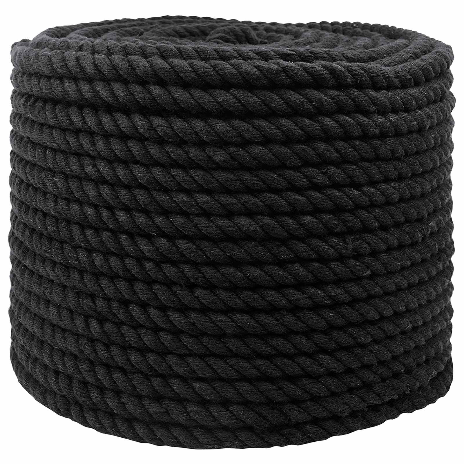 vidaXL Seil Schwarz 1,2 x 1,2 x 25000 cm Baumwolle