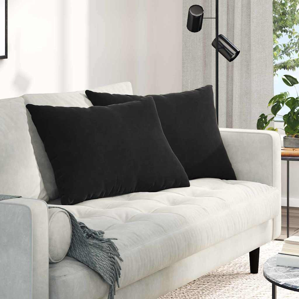 vidaXL Sofakissen 2 Stück Schwarz 70 x 50 cm Cordstoff