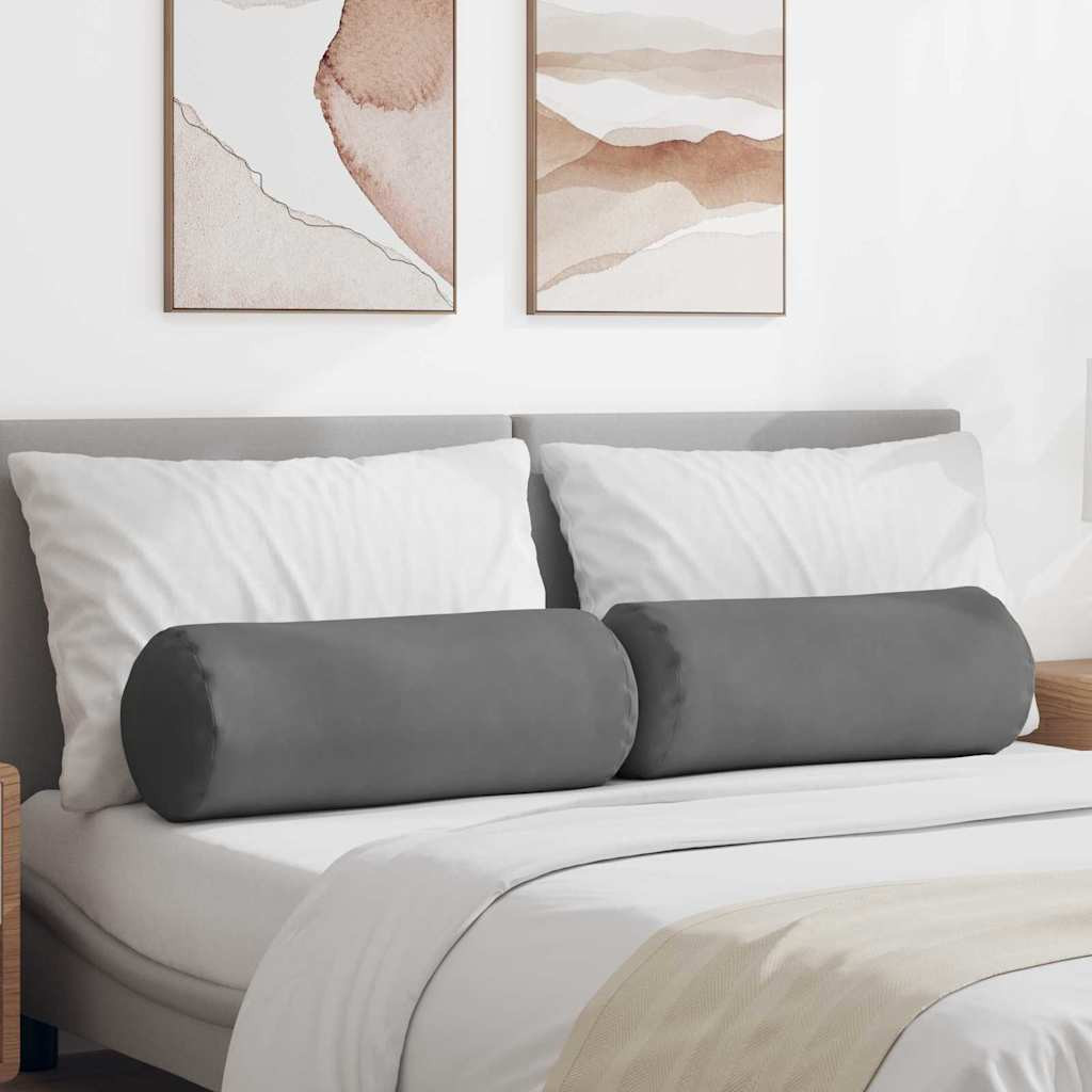 vidaXL Bolsterkissen 2 Stück Dunkelgrau Ø 25 x 70 cm Mikrofaserstoff