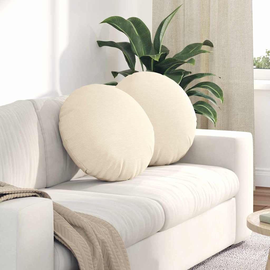 vidaXL Sitzkissen 2 pcs Creme Ø50 x 19 cm Cordstoff