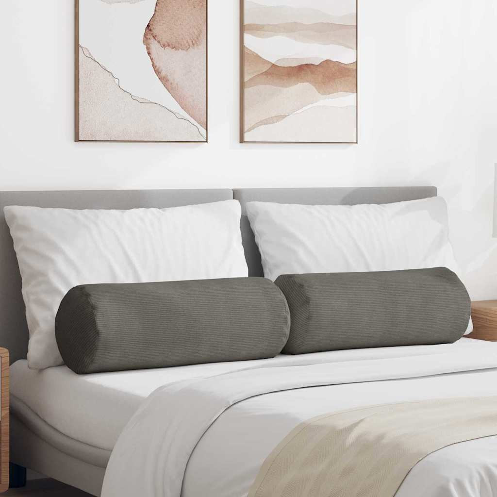 vidaXL Bolsterkissen 2 Stück Hellgrau Ø 25 x 70 cm Cordstoff