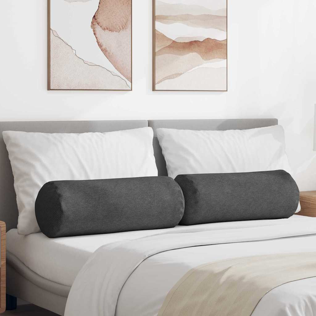 vidaXL Bolsterkissen 2 Stück Dunkelgrau Ø 25 x 70 cm Cordstoff