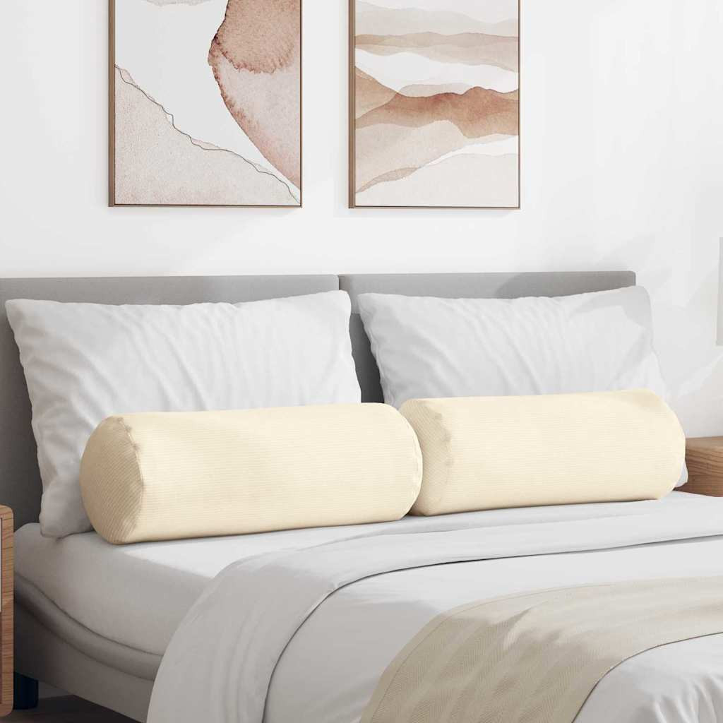 vidaXL Bolsterkissen 2 Stück Creme Ø 25 x 70 cm Cordstoff