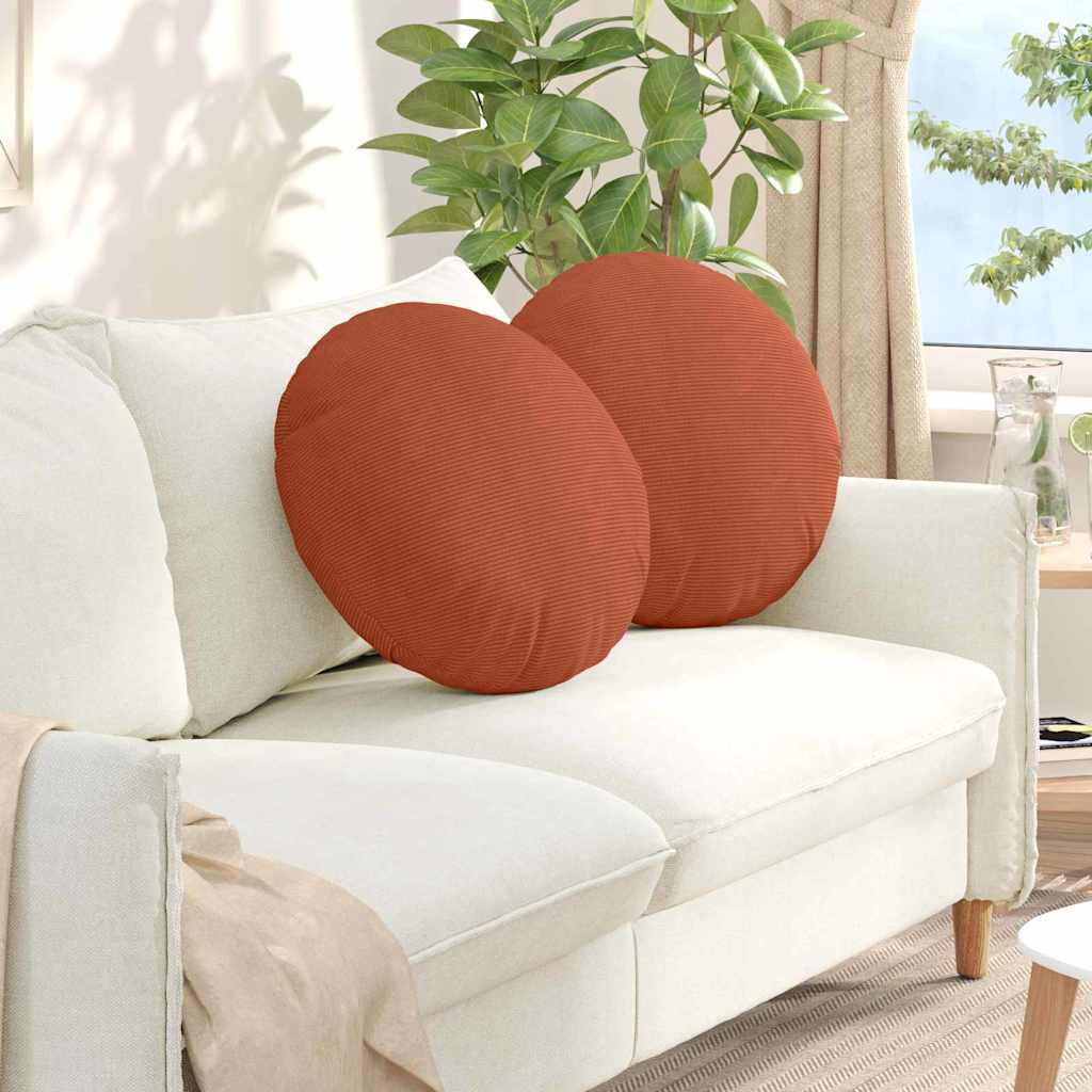 vidaXL Sitzkissen 2 pcs Rot-Orange Ø50 x 19 cm Cordstoff