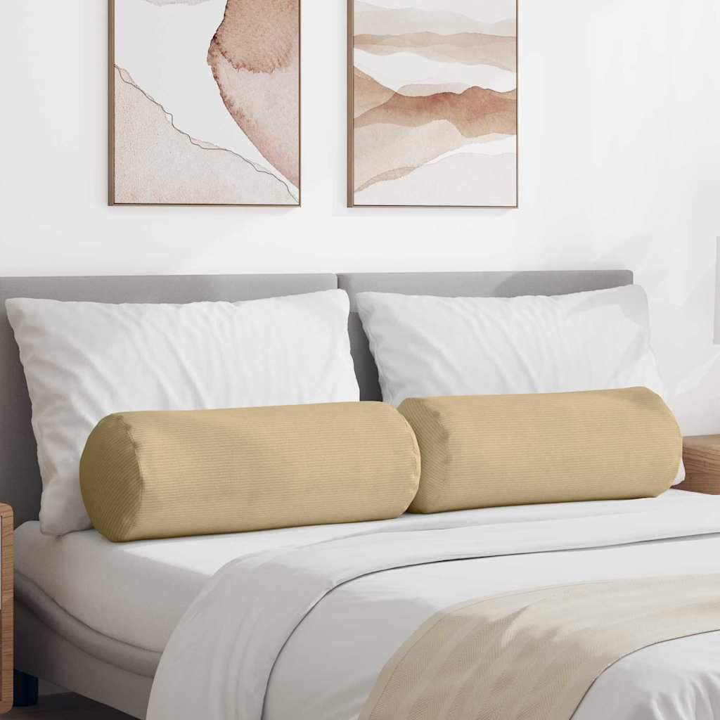 vidaXL Bolsterkissen 2 Stück Grau-Grün Ø 25 x 70 cm Cordstoff