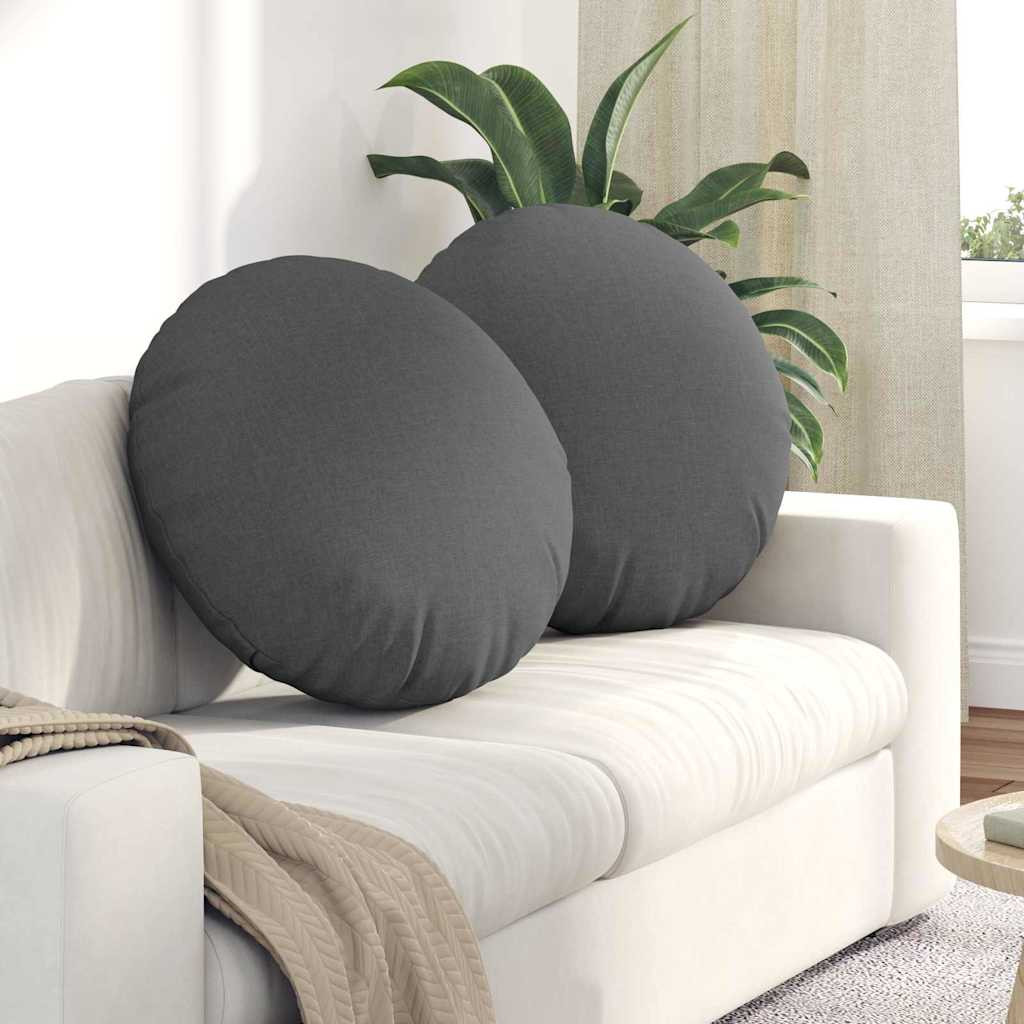 vidaXL Sitzkissen 2 pcs Dunkelgrau Ø60 x 21 cm Stoff