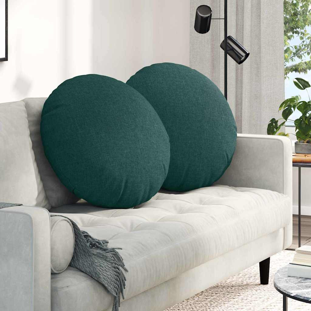 vidaXL Sitzkissen 2 pcs Dunkelgrün Ø60 x 21 cm Stoff